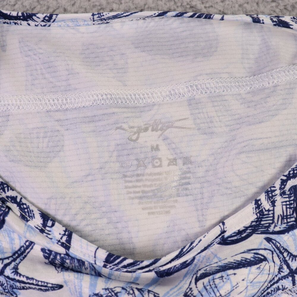 Gottex Top Womens Medium White Blue Ocean Shells LS Golf Tennis Outdoors - Picture 4 of 8